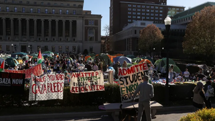 USA University protesters raise Palestinian