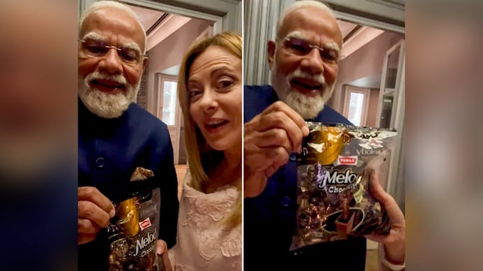 pm modi italian pm meloni: પીએમ મોદી અને ઇટાલીના પીએમ મેલોનીનો નવો વાયરલ મોમેન્ટ ફૂટ. મેલોડી ટોફીઝ . pm modi italian pm meloni: પીએમ મોદી અને ઇટાલીના પીએમ મેલોનીનો નવો વાયરલ મોમેન્ટ ફૂટ. મેલોડી ટોફીઝ .